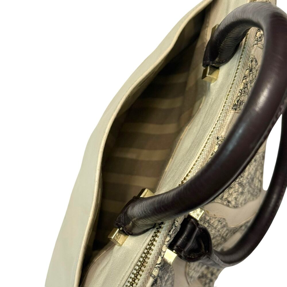 Brahmin Duxbury Creme Solymar Satchel in Tan/Brown - Croc-Embossed Leather - Picture 5 of 9